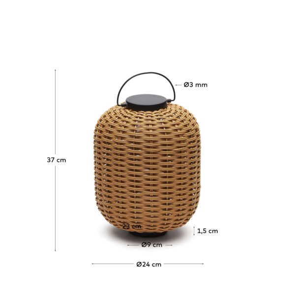 Lámpara de mesa pequeña portátil Saranella de ratán sintético marrón