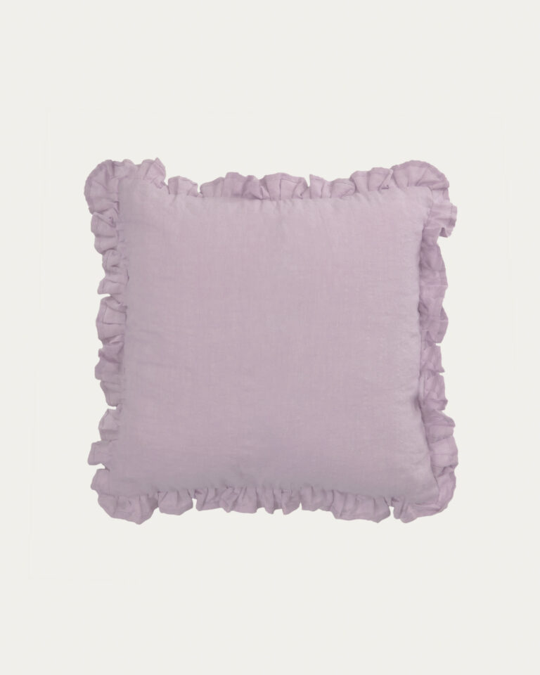 Funda cojín Nacha de algodón y lino malva 45 x 45 cm