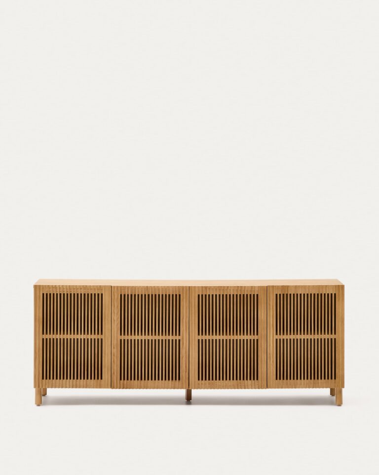 Aparador Beyla 4 puertas de madera maciza de fresno y chapa de roble 180 x 71,5 cm FSC 100
