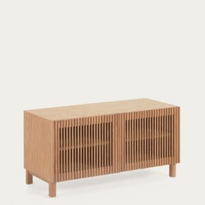 Zapatero Beyla con 2 puertas de madera maciza de fresno y chapa de roble 98,5 cm FSC 100%