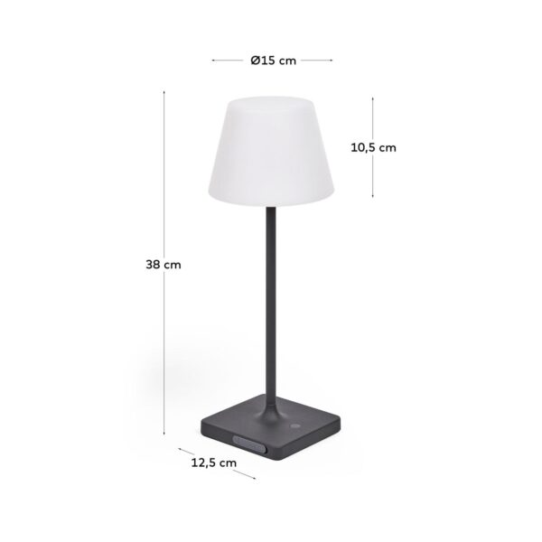 Lámpara de mesa de exterior Aluney con acabado pintado negro
