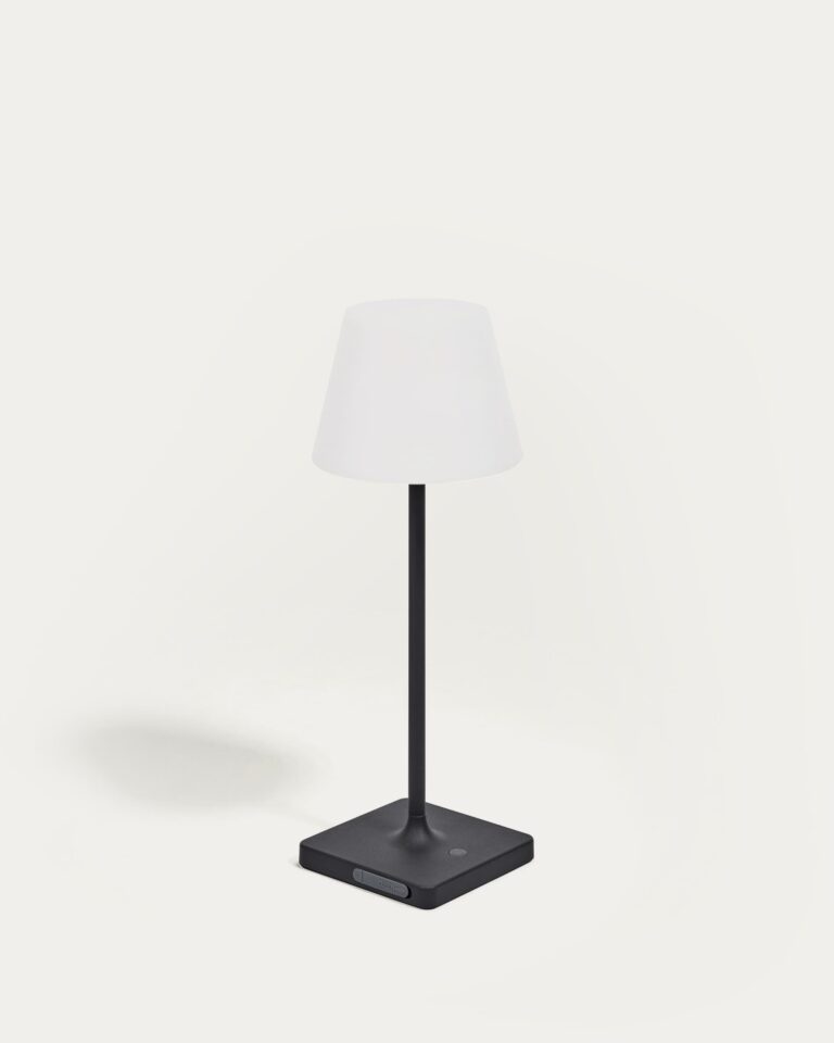 Lámpara de mesa de exterior Aluney con acabado pintado negro