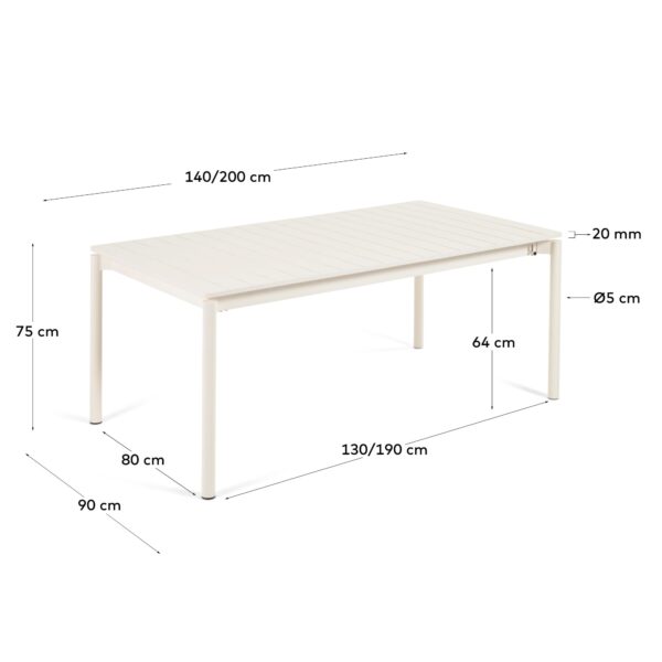 Mesa extensible de exterior Zaltana de aluminio con acabado gris claro 140 (200) x 90 cm