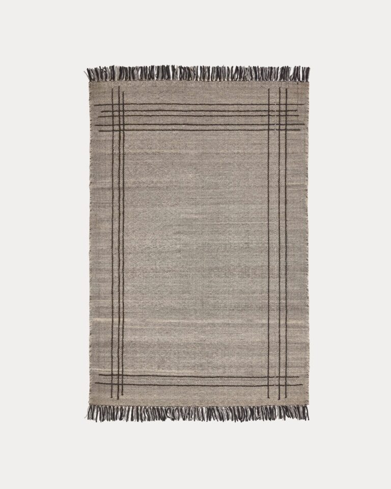 Alfombra Eneo con flecos beige y marrón 160 x 230 cm