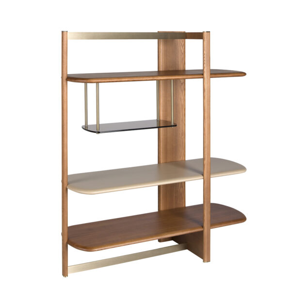 Estantería rectangular derecha nogal claro y madera color Greige