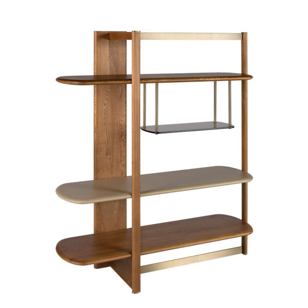 Estantería rectangular izquierda nogal claro y madera color Greige