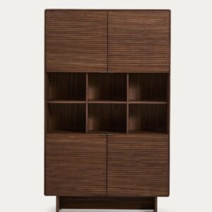 Aparador alto Norlen 4 puertas de chapa de nogal FSC Mix Credit 100 x 163 cm