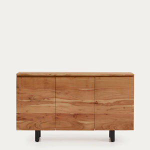 Aparador Uxue 3 puertas de madera maciza de acacia con acabado blanqueado 150 x 88 cm
