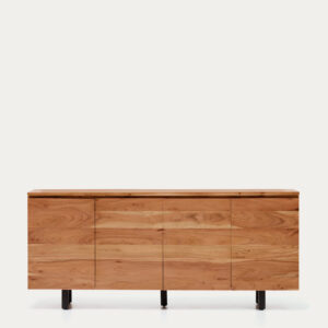 Aparador Uxue 4 puertas de madera maciza de acacia con acabado blanqueado 200 x 88 cm