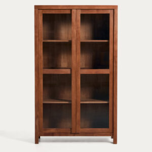 Vitrina Norani de madera maciza y chapa de acacia 110 x 185 cm