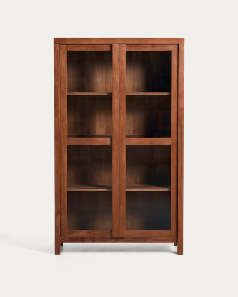 Vitrina Norani de madera maciza y chapa de acacia 110 x 185 cm