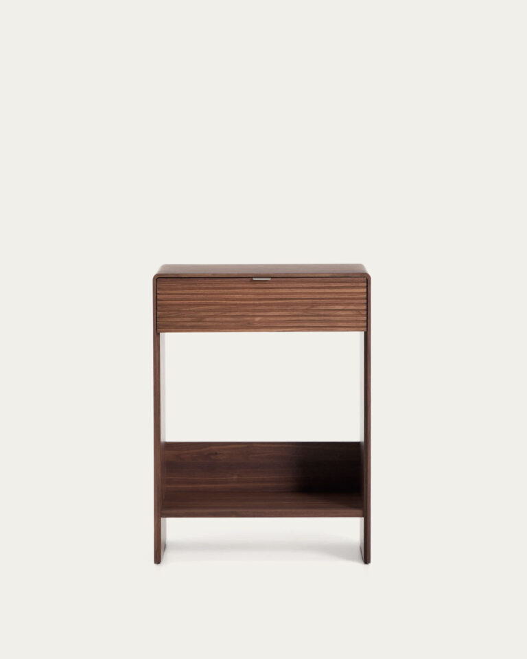 Consola Norlen con cajón y balda de chapa de nogal FSC Mix Credit 60 x 81 cm