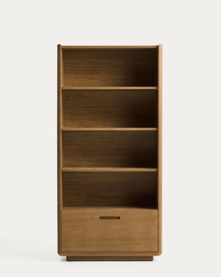 Estantería Arelida de chapa y madera maciza de roble acabado marrón claro 90 x 185 cm FSC
