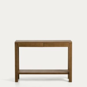 Consola Arelida de chapa y madera maciza de roble acabado marrón claro 112 x 80 cm FSC Mix