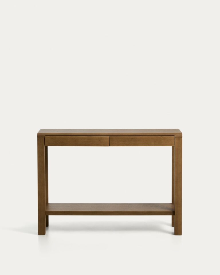 Consola Arelida de chapa y madera maciza de roble acabado marrón claro 112 x 80 cm FSC Mix