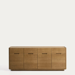 Aparador Arelida de chapa y madera maciza de roble acabado marrón claro 200 x 80 cm FSC Mi