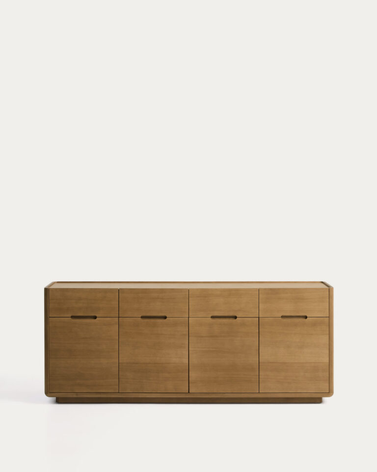 Aparador Arelida de chapa y madera maciza de roble acabado marrón claro 200 x 80 cm FSC Mi