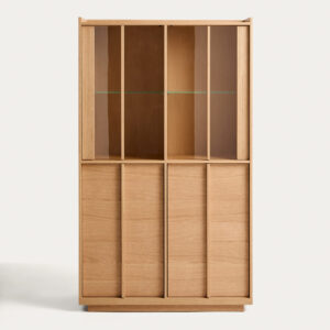 Vitrina Onix madera maciza de roble y chapa de roble acabado tono natural 100 x 170 cm FSC