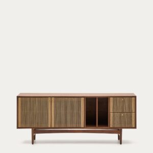 Aparador Elan 2 puertas y 2 cajones chapa y madera maciza nogal y cuerda 180x73cm FSC Mix