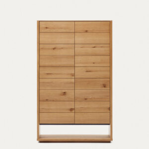 Aparador alto Alguema 2 puertas en chapa de roble con acabado natural 100 x 163,5 cm