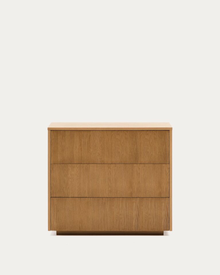 Cómoda Helvine 3 cajones de chapa de roble 90 x 78 cm FSC 100%