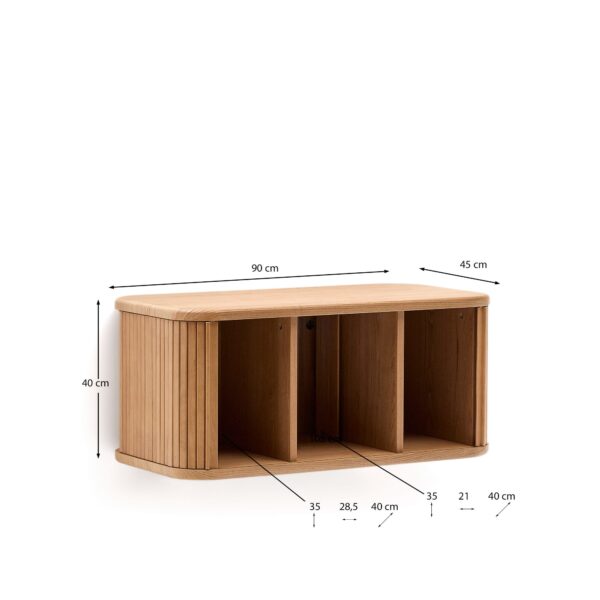 Mueble de baño Mailen en chapa de fresno con acabado natural 90 x 45 cm
