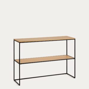 Consola Yoana de chapa de roble y estructura de metal pintado negro 120 x 80 cm