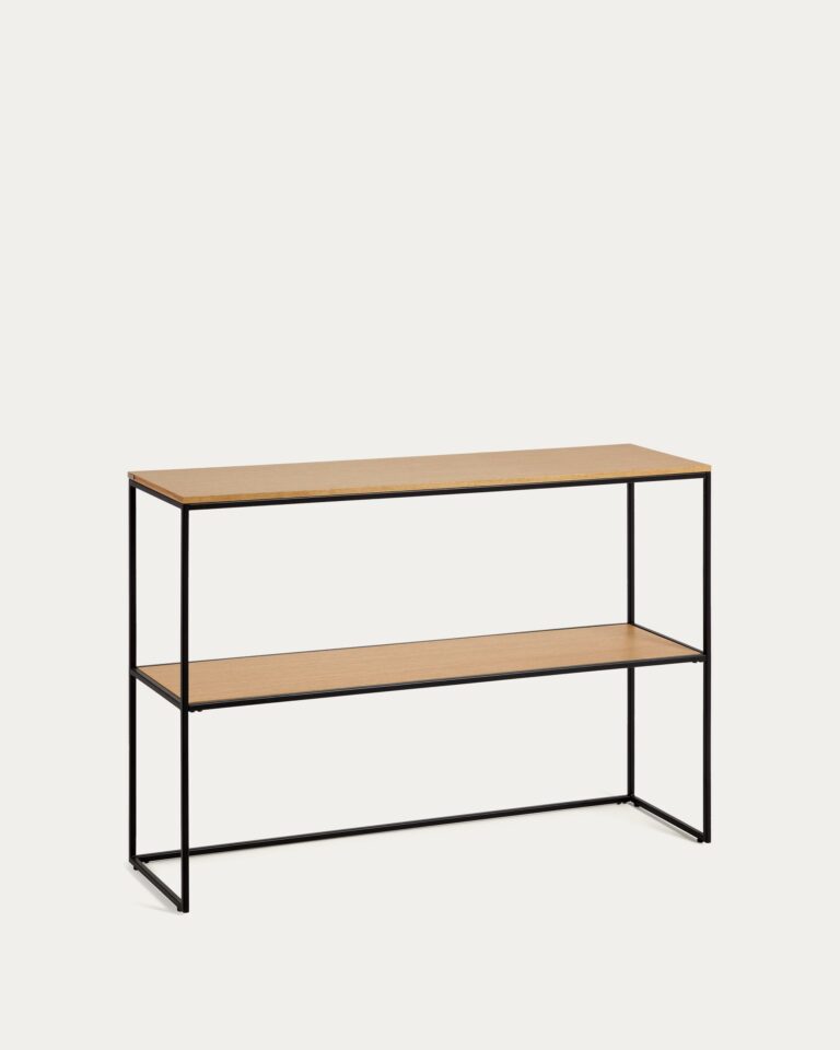 Consola Yoana de chapa de roble y estructura de metal pintado negro 120 x 80 cm