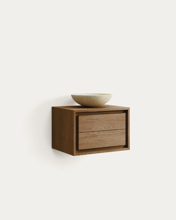 Mueble de baño Kenta de madera maciza de teca con acabado natural 60 x 45 cm