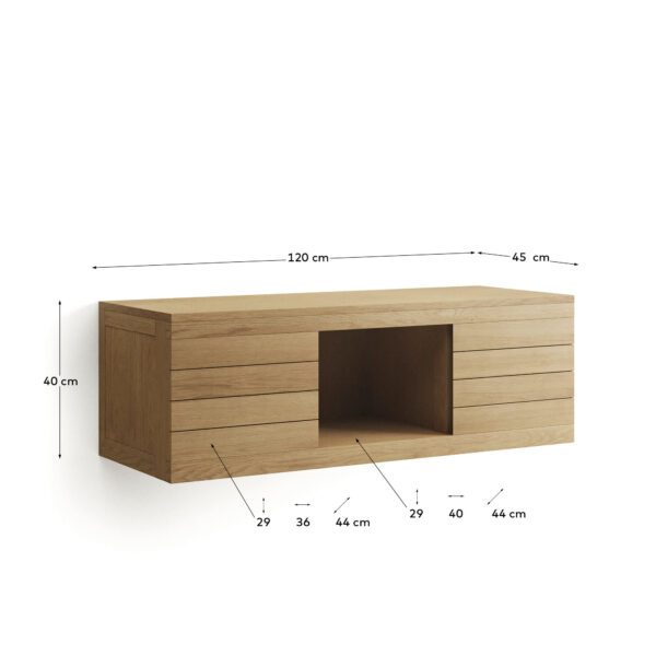 Mueble de baño Yenit de madera maciza de teca con acabado natural 120 x 45 cm