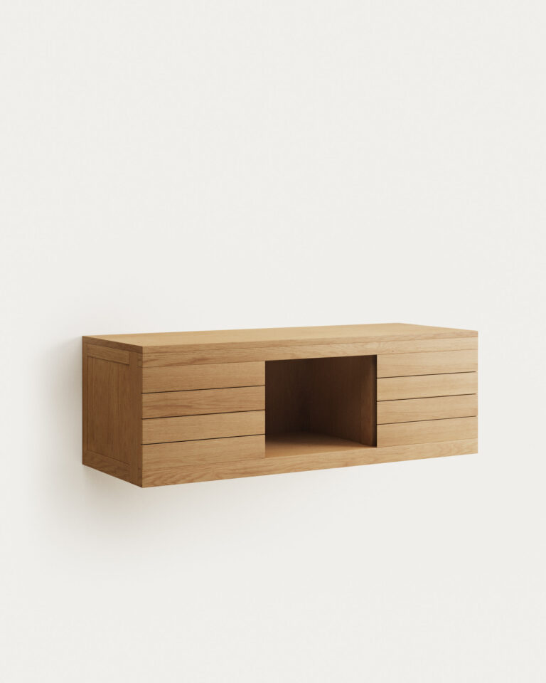 Mueble de baño Yenit de madera maciza de teca con acabado natural 120 x 45 cm