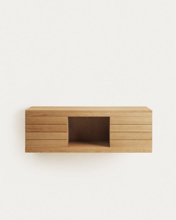 Mueble de baño Yenit de madera maciza de teca con acabado natural 120 x 45 cm
