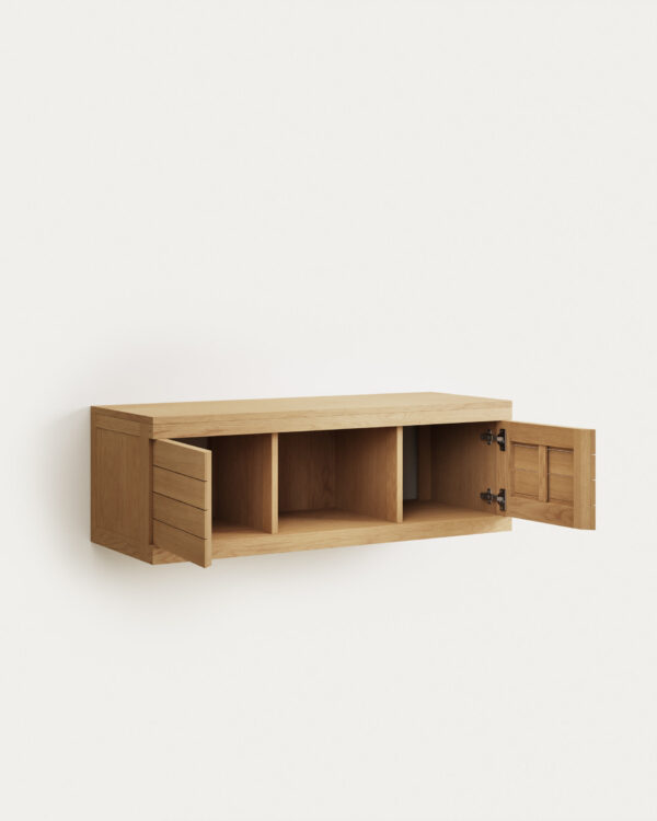 Mueble de baño Yenit de madera maciza de teca con acabado natural 120 x 45 cm