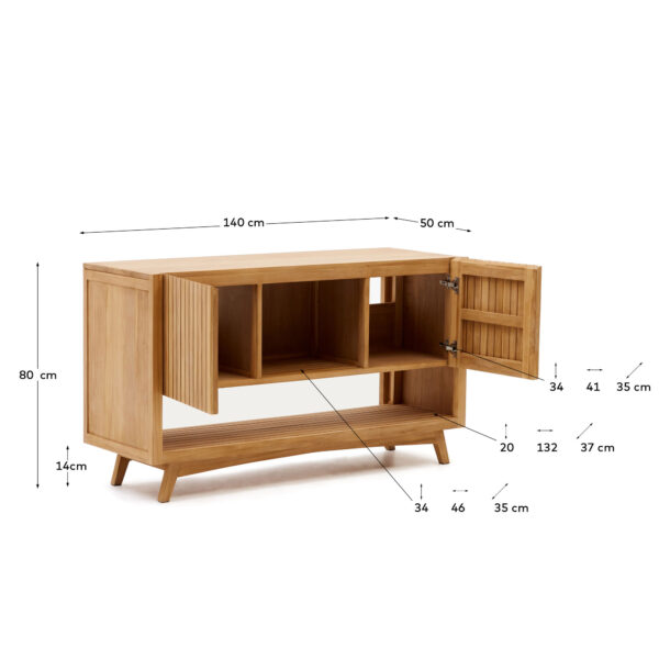 Mueble de baño Kuveni de madera maciza de teca con acabado natural 140 x 50 cm