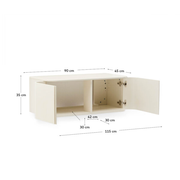 Mueble de baño Salaya de madera contrachapada de fresno con acabado lacado beige 90 x 45cm