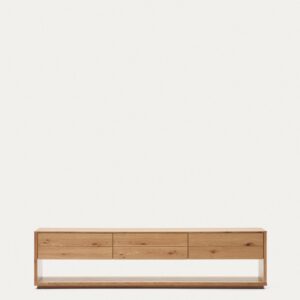 Mueble TV Alguema 3 cajones en chapa de roble con acabado natural 200 x 51 cm
