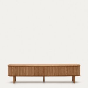 Mueble TV Mailen 2 puertas en chapa de fresno con acabado natural 200 x 50 cm