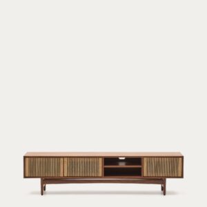 Mueble TV Elan 3 puertas chapa y madera maciza nogal cuerda 200 x 50 cm FSC Mix Credit
