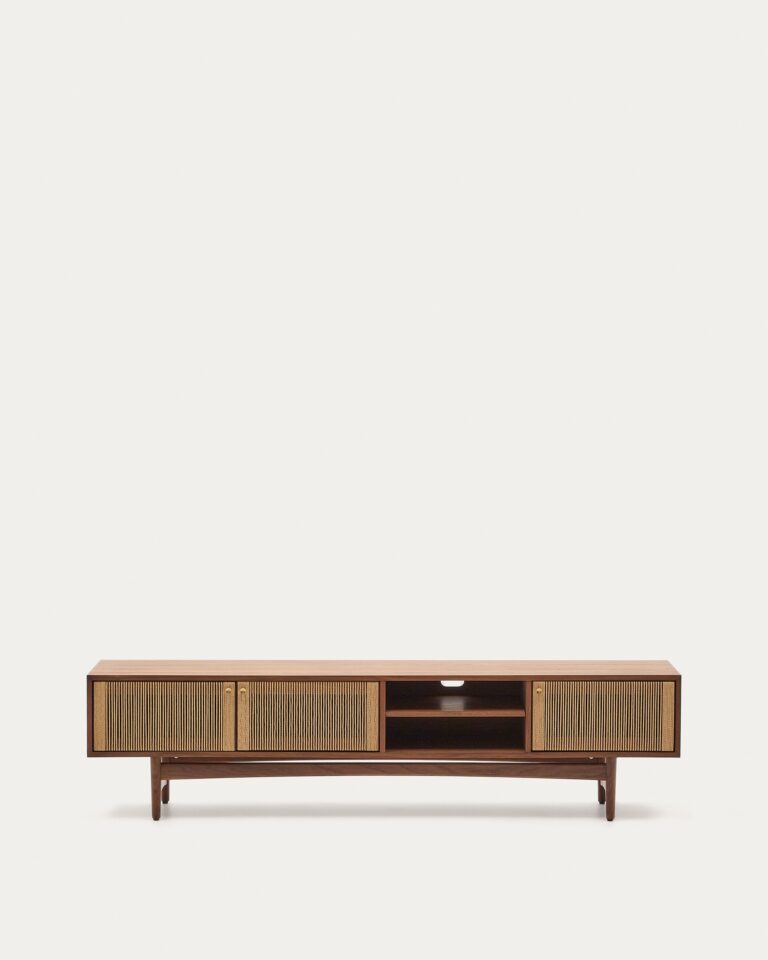 Mueble TV Elan 3 puertas chapa y madera maciza nogal cuerda 200 x 50 cm FSC Mix Credit