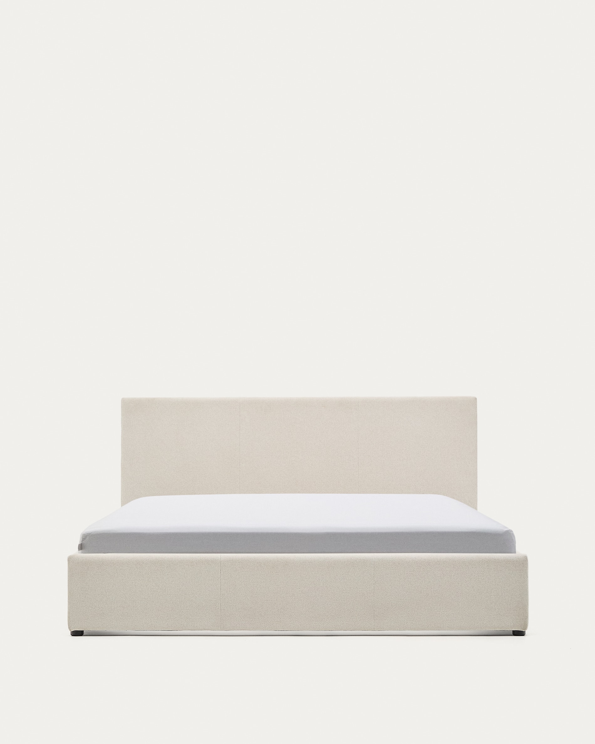 Cama con canapé abatible Nahiri chenilla beige para colchón de 160 x 200 cm
