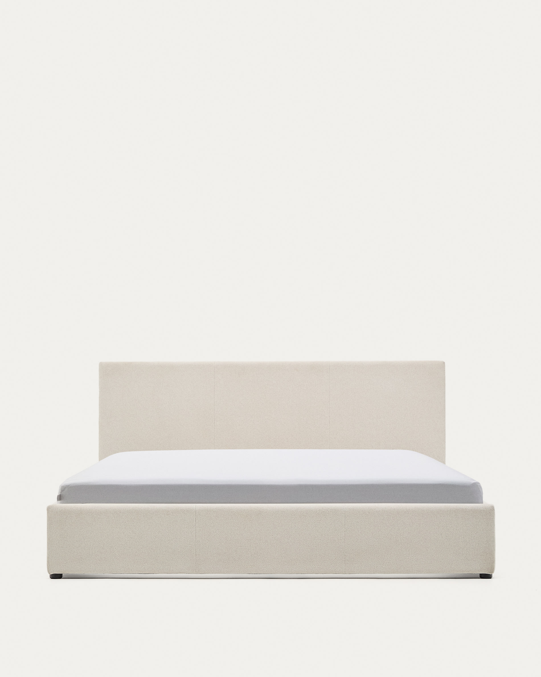 Cama con canapé abatible Nahiri chenilla beige para colchón de 180 x 200 cm