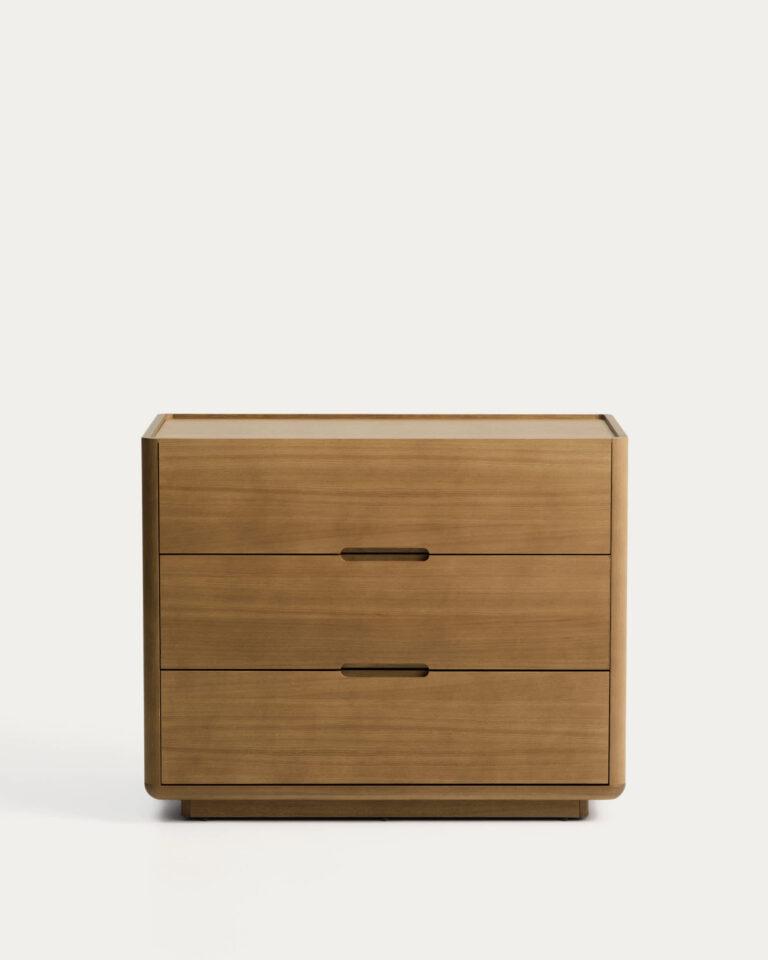 Cómoda Arelida de chapa y madera maciza de roble acabado marrón claro 100 x 80 cm FSC Mix