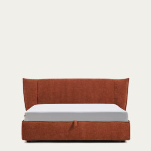 Cama desenfundable con canapé abatible Arvian de chenilla terracota para colchón de 160 x