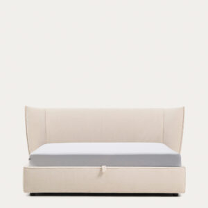 Cama desenfundable con canapé abatible Arvian de chenilla beige para colchón de 180 x 200