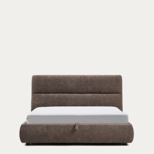 Cama desenfundable con canapé abatible Dafra de chenilla marrón oscuro para colchón de 160