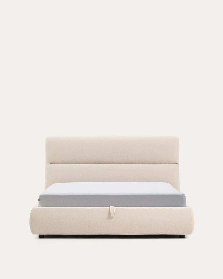 Cama desenfundable con canapé abatible Dafra de chenilla beige para colchón de 160 x 200 c