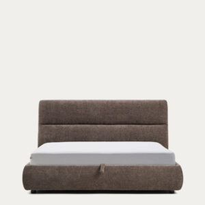 Cama desenfundable con canapé abatible Dafra de chenilla marrón oscuro para colchón de 180