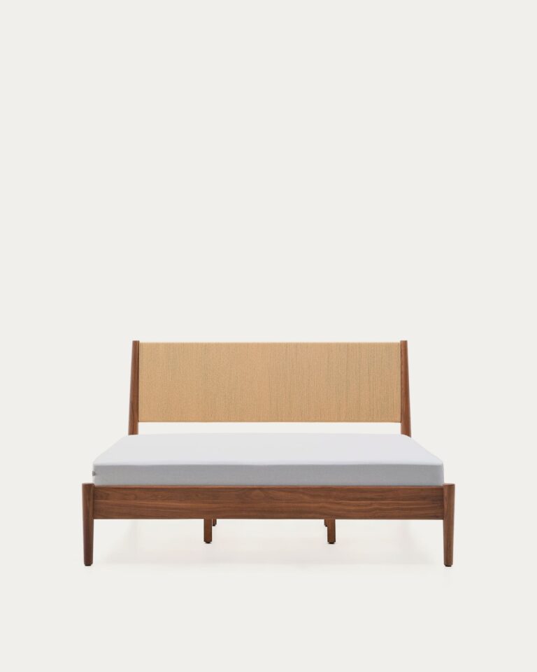 Cama Elan de chapa y madera maciza de nogal con cuerda colchón 160 x 200 cm FSC Mix Credit