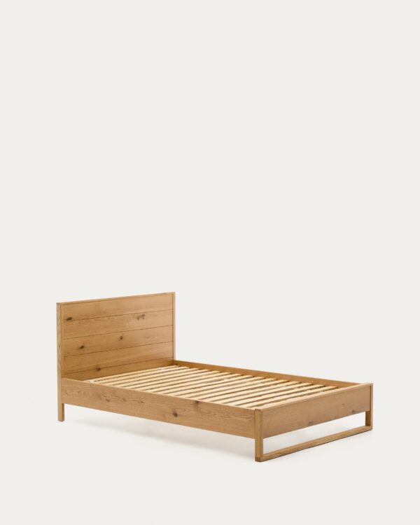 Cama Alguema en chapa de roble con acabado natural para colchón de 90 x 190 cm