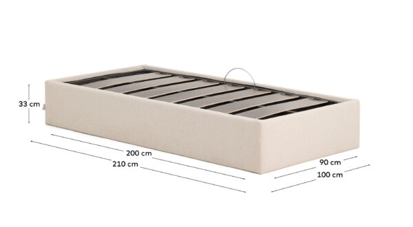 Canapé abatible desenfundable Nelzi chenilla crudo para colchón de 90 x 200 cm FSC 100%